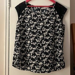 Navy lace sleeve top